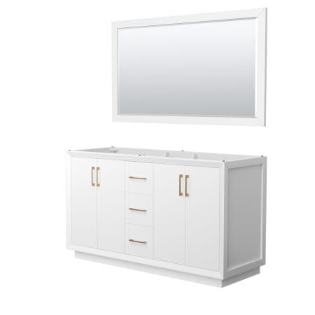 A large image of the Wyndham Collection WCF414160D-CXSXX-M58 White / Satin Bronze Hardware