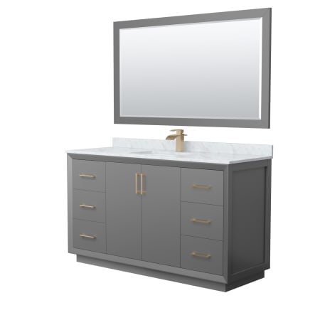 A large image of the Wyndham Collection WCF414160S-NAT-UNSM58 Dark Gray / Satin Bronze Hardware