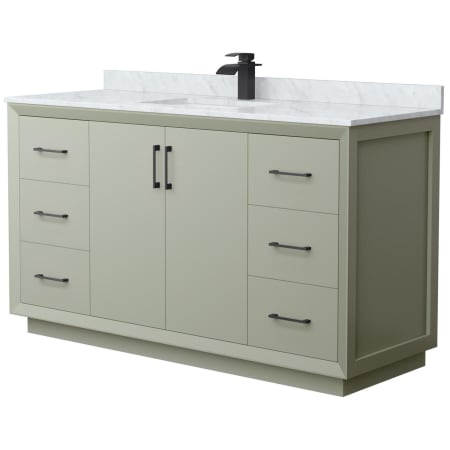 A large image of the Wyndham Collection WCF414160S-NAT-UNSMXX Light Green / Matte Black Hardware