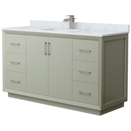 A large image of the Wyndham Collection WCF414160S-NAT-UNSMXX Light Green / Brushed Nickel Hardware