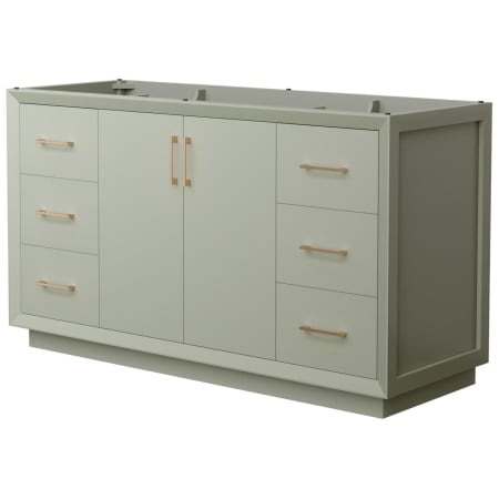 A large image of the Wyndham Collection WCF414160S-CXSXX-MXX Light Green / Satin Bronze Hardware