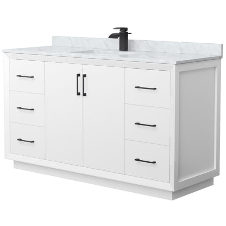 A large image of the Wyndham Collection WCF414160S-NAT-UNSMXX White / Matte Black Hardware