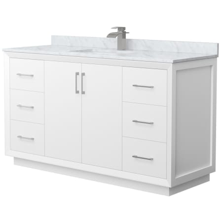 A large image of the Wyndham Collection WCF414160S-NAT-UNSMXX White / Brushed Nickel Hardware