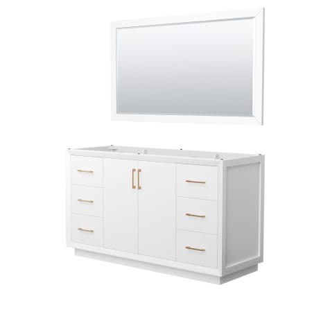 A large image of the Wyndham Collection WCF414160S-CXSXX-M58 White / Satin Bronze Hardware