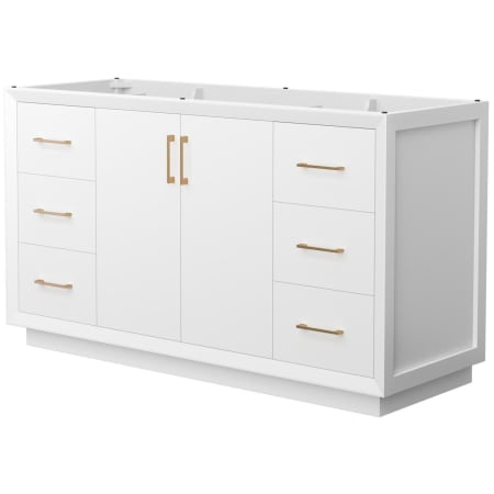 A large image of the Wyndham Collection WCF414160S-CXSXX-MXX White / Satin Bronze Hardware