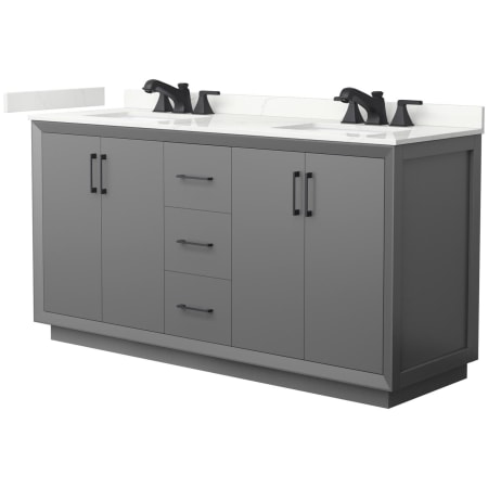 A large image of the Wyndham Collection WCF414166D-QTZ-US3MXX Dark Gray / Giotto Quartz Top / Matte Black Hardware