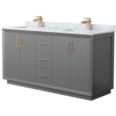 A large image of the Wyndham Collection WCF414166D-NAT-UNSMXX Dark Gray / Satin Bronze Hardware