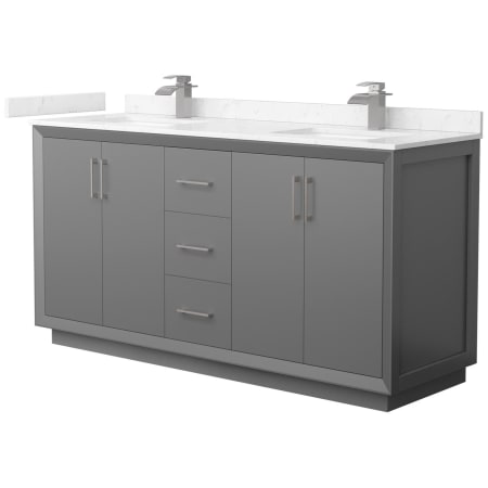 A large image of the Wyndham Collection WCF414166D-VCA-UNSMXX Dark Gray / Carrara Cultured Marble Top / Brushed Nickel Hardware