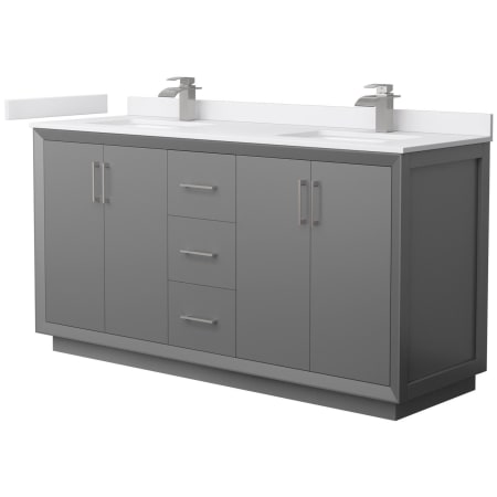 A large image of the Wyndham Collection WCF414166D-VCA-UNSMXX Dark Gray / White Cultured Marble Top / Brushed Nickel Hardware