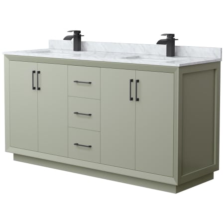 A large image of the Wyndham Collection WCF414166D-NAT-UNSMXX Light Green / Matte Black Hardware