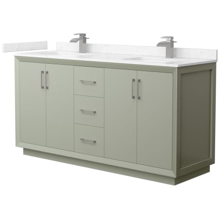 A large image of the Wyndham Collection WCF414166D-VCA-UNSMXX Light Green / Carrara Cultured Marble Top / Brushed Nickel Hardware