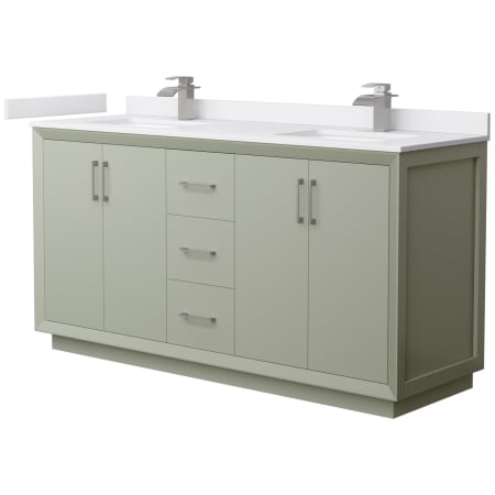 A large image of the Wyndham Collection WCF414166D-VCA-UNSMXX Light Green / White Cultured Marble Top / Brushed Nickel Hardware