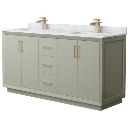 A large image of the Wyndham Collection WCF414166D-NAT-UNSMXX Light Green / Satin Bronze Hardware