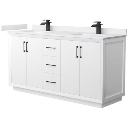 A large image of the Wyndham Collection WCF414166D-VCA-UNSMXX White / White Cultured Marble Top / Matte Black Hardware
