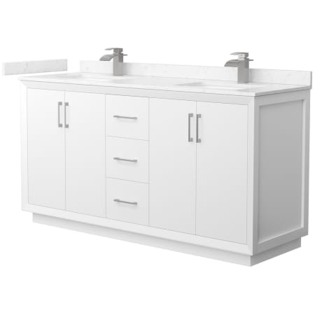 A large image of the Wyndham Collection WCF414166D-VCA-UNSMXX White / Carrara Cultured Marble Top / Brushed Nickel Hardware