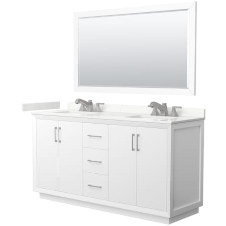 A large image of the Wyndham Collection WCF414166D-QTZ-US3M58 White / Giotto Quartz Top / Brushed Nickel Hardware