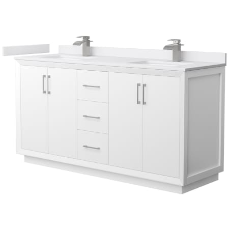 A large image of the Wyndham Collection WCF414166D-VCA-UNSMXX White / White Cultured Marble Top / Brushed Nickel Hardware