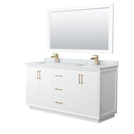 A large image of the Wyndham Collection WCF414166D-NAT-UNSM58 White / Satin Bronze Hardware