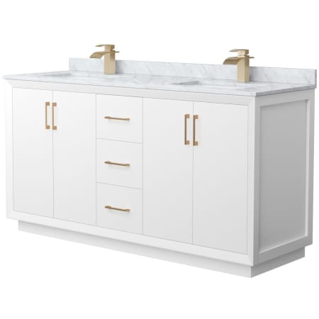 A large image of the Wyndham Collection WCF414166D-NAT-UNSMXX White / Satin Bronze Hardware