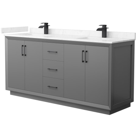 A large image of the Wyndham Collection WCF414172D-VCA-UNSMXX Dark Gray / Carrara Cultured Marble Top / Matte Black Hardware