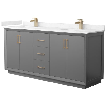 A large image of the Wyndham Collection WCF414172D-VCA-UNSMXX Dark Gray / Carrara Cultured Marble Top / Satin Bronze Hardware