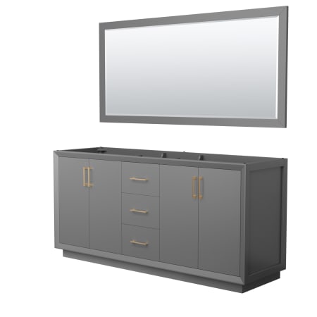 A large image of the Wyndham Collection WCF414172D-CXSXX-M70 Dark Gray / Satin Bronze Hardware