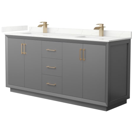 A large image of the Wyndham Collection WCF414172D-QTZ-UNSMXX Dark Gray / Giotto Quartz Top / Satin Bronze Hardware