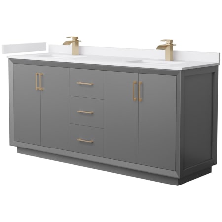 A large image of the Wyndham Collection WCF414172D-VCA-UNSMXX Dark Gray / White Cultured Marble Top / Satin Bronze Hardware