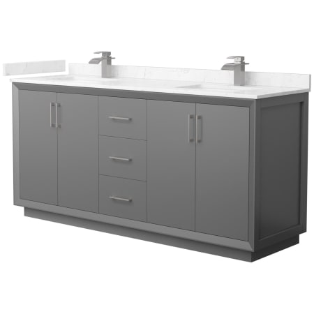 A large image of the Wyndham Collection WCF414172D-VCA-UNSMXX Dark Gray / Carrara Cultured Marble Top / Brushed Nickel Hardware