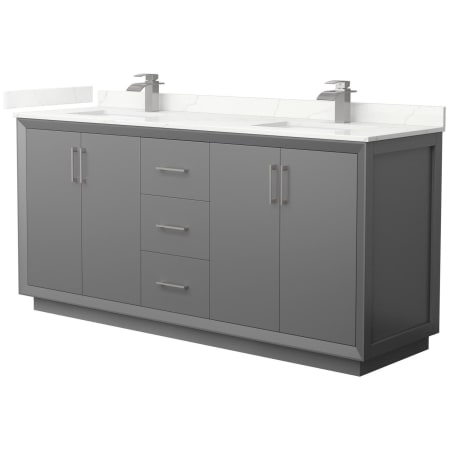 A large image of the Wyndham Collection WCF414172D-QTZ-UNSMXX Dark Gray / Giotto Quartz Top / Brushed Nickel Hardware