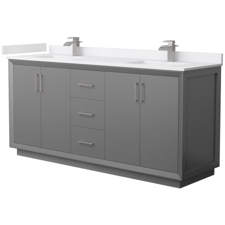 A large image of the Wyndham Collection WCF414172D-VCA-UNSMXX Dark Gray / White Cultured Marble Top / Brushed Nickel Hardware