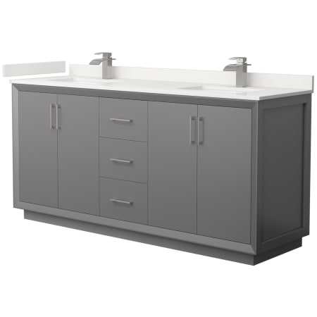 A large image of the Wyndham Collection WCF414172D-QTZ-UNSMXX Dark Gray / White Quartz Top / Brushed Nickel Hardware