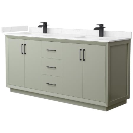 A large image of the Wyndham Collection WCF414172D-VCA-UNSMXX Light Green / Carrara Cultured Marble Top / Matte Black Hardware