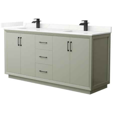 A large image of the Wyndham Collection WCF414172D-QTZ-UNSMXX Light Green / Giotto Quartz Top / Matte Black Hardware