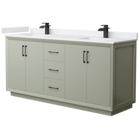 A large image of the Wyndham Collection WCF414172D-VCA-UNSMXX Light Green / White Cultured Marble Top / Matte Black Hardware
