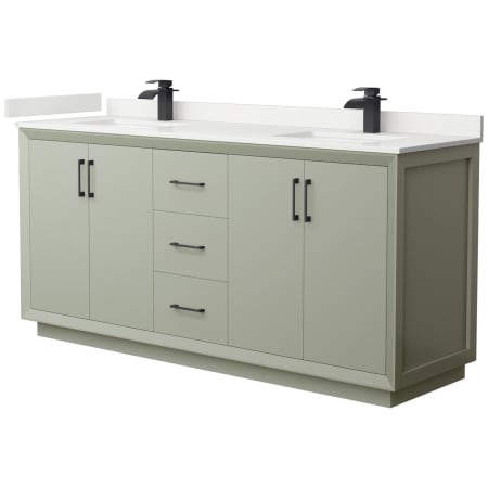 A large image of the Wyndham Collection WCF414172D-QTZ-UNSMXX Light Green / White Quartz Top / Matte Black Hardware