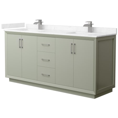 A large image of the Wyndham Collection WCF414172D-VCA-UNSMXX Light Green / Carrara Cultured Marble Top / Brushed Nickel Hardware