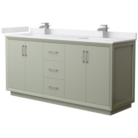 A large image of the Wyndham Collection WCF414172D-VCA-UNSMXX Light Green / White Cultured Marble Top / Brushed Nickel Hardware