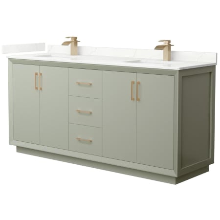 A large image of the Wyndham Collection WCF414172D-QTZ-UNSMXX Light Green / Giotto Quartz Top / Satin Bronze Hardware