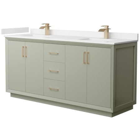 A large image of the Wyndham Collection WCF414172D-QTZ-UNSMXX Light Green / White Quartz Top / Satin Bronze Hardware