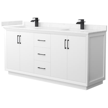 A large image of the Wyndham Collection WCF414172D-VCA-UNSMXX White / Carrara Cultured Marble Top / Matte Black Hardware