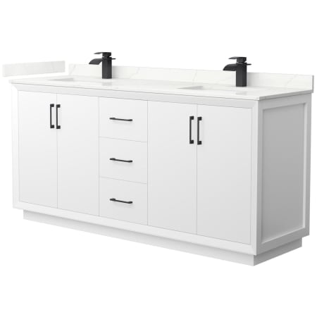 A large image of the Wyndham Collection WCF414172D-QTZ-UNSMXX White / Giotto Quartz Top / Matte Black Hardware