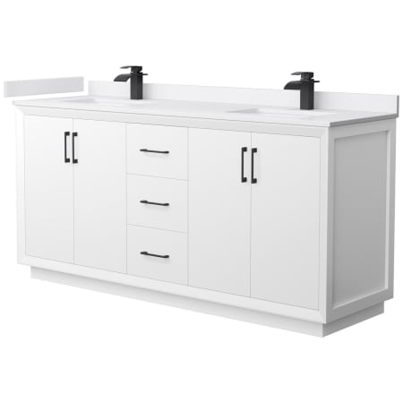 A large image of the Wyndham Collection WCF414172D-VCA-UNSMXX White / White Cultured Marble Top / Matte Black Hardware