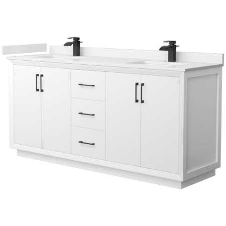 A large image of the Wyndham Collection WCF414172D-QTZ-UNSMXX White / White Quartz Top / Matte Black Hardware