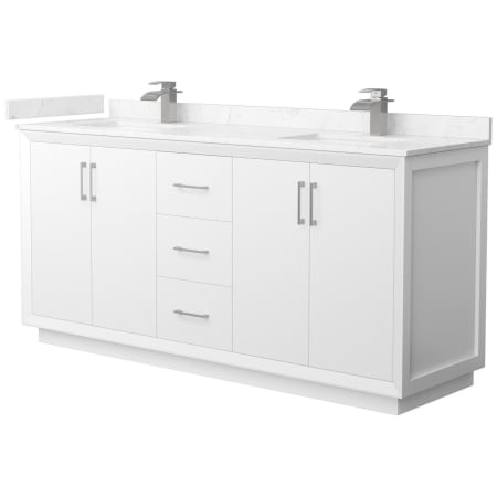 A large image of the Wyndham Collection WCF414172D-VCA-UNSMXX White / Carrara Cultured Marble Top / Brushed Nickel Hardware
