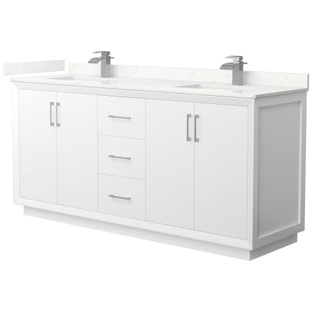 A large image of the Wyndham Collection WCF414172D-QTZ-UNSMXX White / Giotto Quartz Top / Brushed Nickel Hardware