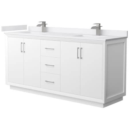 A large image of the Wyndham Collection WCF414172D-VCA-UNSMXX White / White Cultured Marble Top / Brushed Nickel Hardware