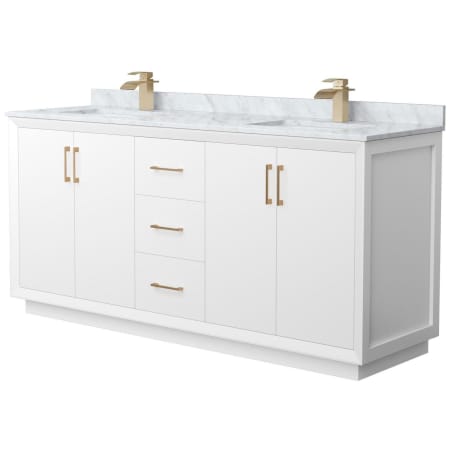 A large image of the Wyndham Collection WCF414172D-NAT-UNSMXX White / Satin Bronze Hardware