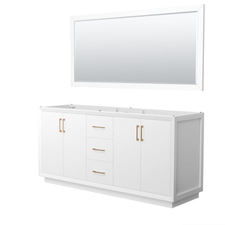 A large image of the Wyndham Collection WCF414172D-CXSXX-M70 White / Satin Bronze Hardware