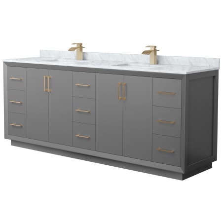 A large image of the Wyndham Collection WCF414184D-NAT-UNSMXX Dark Gray / Satin Bronze Hardware